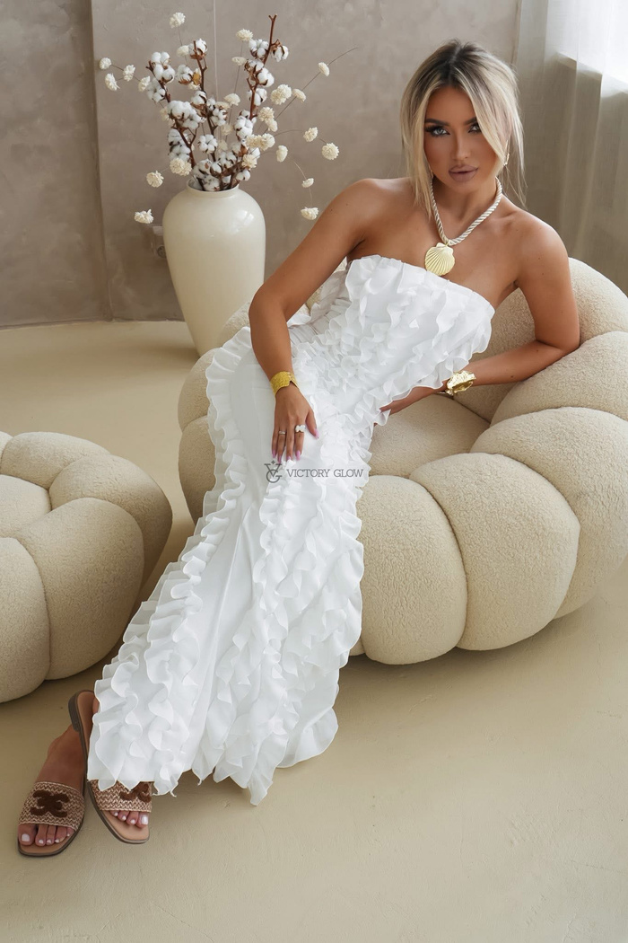 Sukienka maxi w prążek Keissy biała