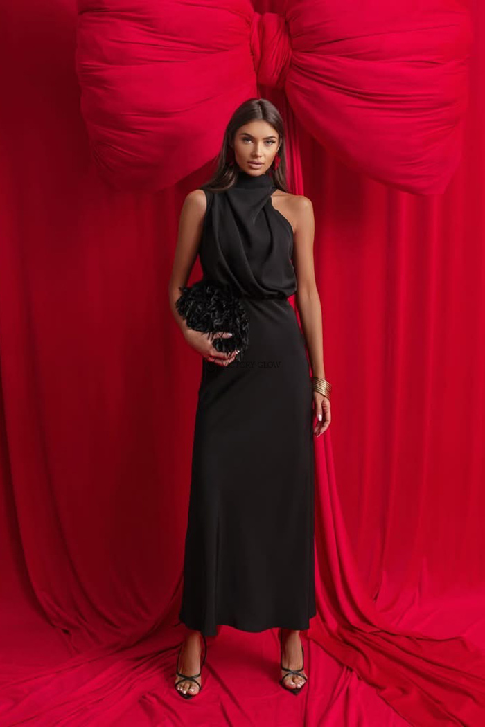 Elegancka długa sukienka Moon czarna