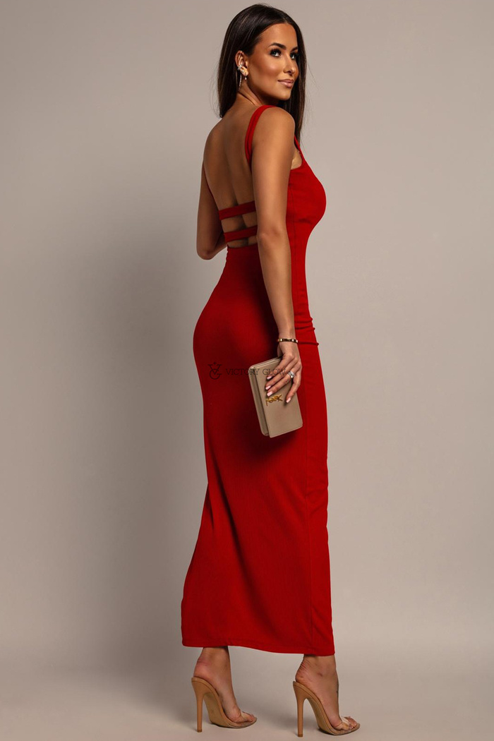 Dopasowana sukienka maxi Noel czerwona