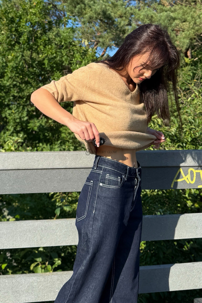 Miękki sweter Baby Alpaka z rękawem 3/4 miodowy