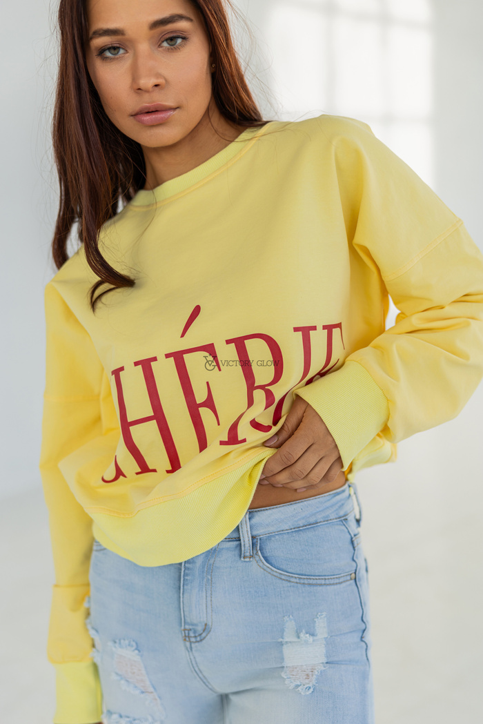 Bawełniana bluza oversize Cherie żółta
