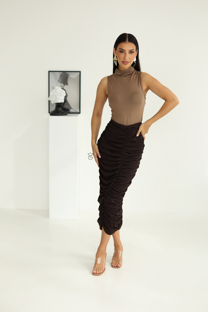 Dopasowana spódnica w prążek Veruca czekoladowa