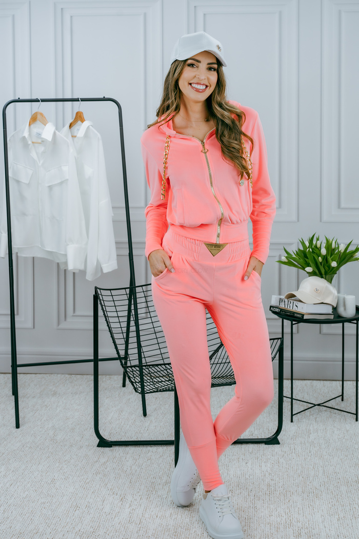 Pomarańczowy welurowy dres La Monne 