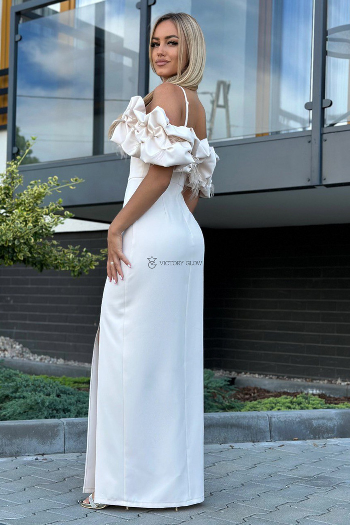 Suknia Bella maxi hiszpanka beżowa