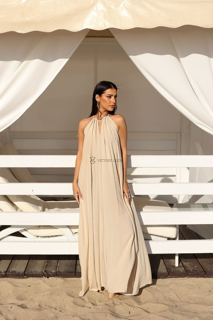 Zwiewna sukienka maxi Molly beżowa