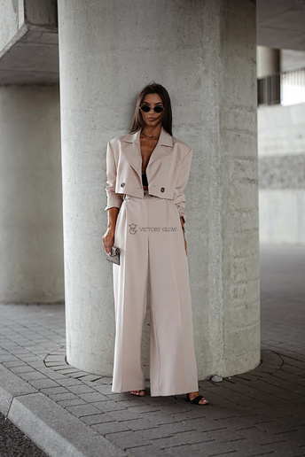 Eleganckie szerokie spodnie Darling  beżowe 