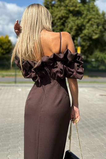 Suknia Bella maxi hiszpanka czekoladowa