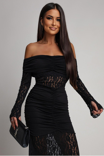 Koronkowa sukienka maxi Carmen czarna