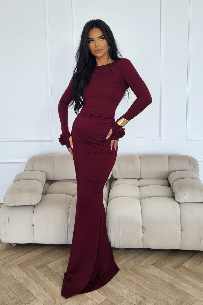 Dopasowana suknia maxi Melody śliwkowa