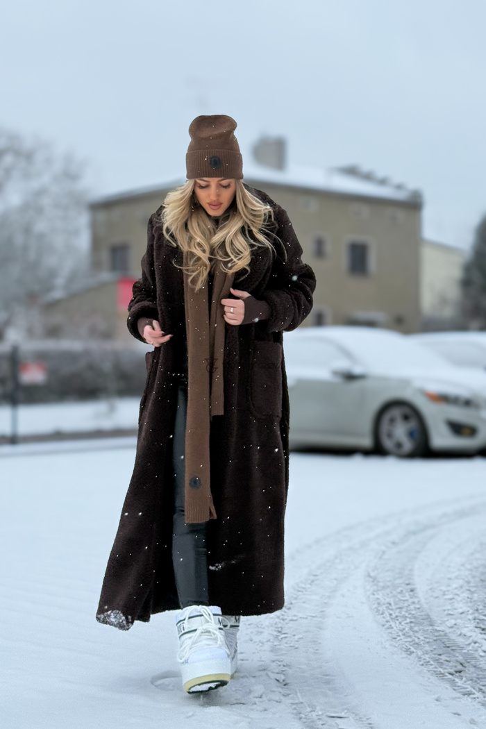 Długie futerko baranek Bear czekoladowe