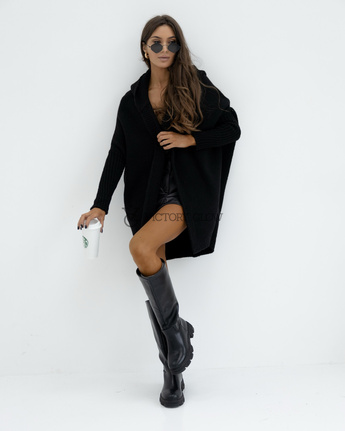 Kardigan Julia oversize z kapturem czarny
