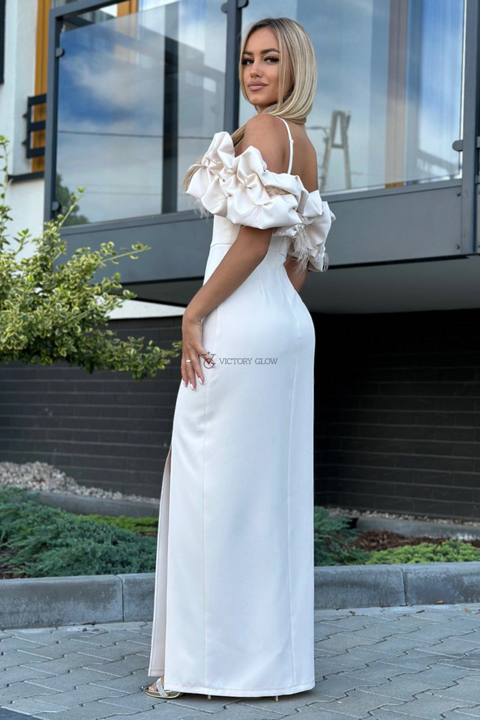 Suknia Bella maxi hiszpanka beżowa