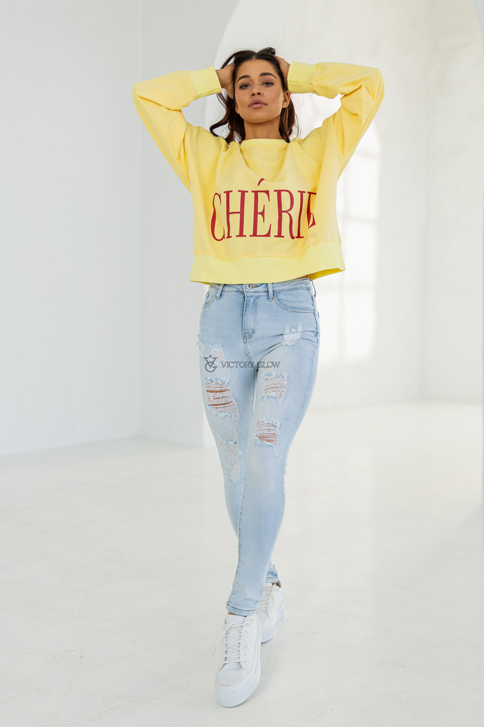 Bawełniana bluza oversize Cherie żółta