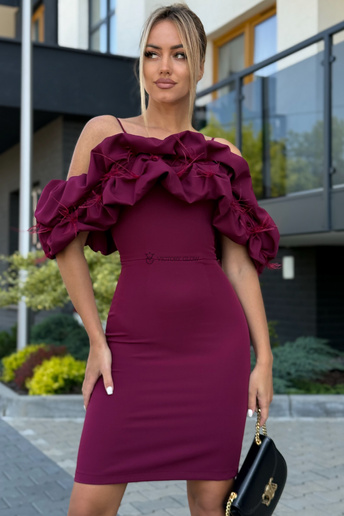 Sukienka koktajlowa Bella midi hiszpanka bordo