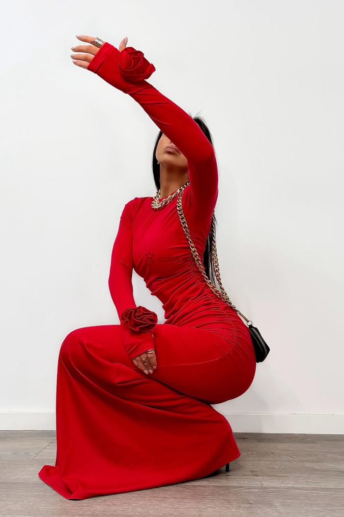 Dopasowana suknia maxi Melody czerwona