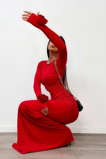 Dopasowana suknia maxi Melody czerwona