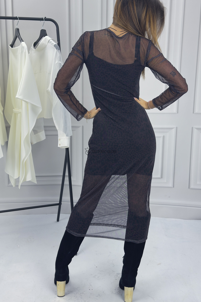 Sukienka z siateczki panterka print Axa