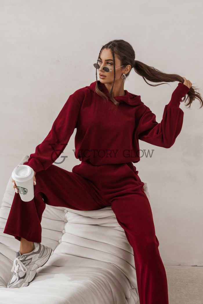 Komplet  bluza z kapturem i spodnie Hope bordowy