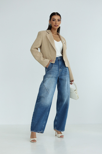 Stylowa marynarka Greta z broszką beżowa