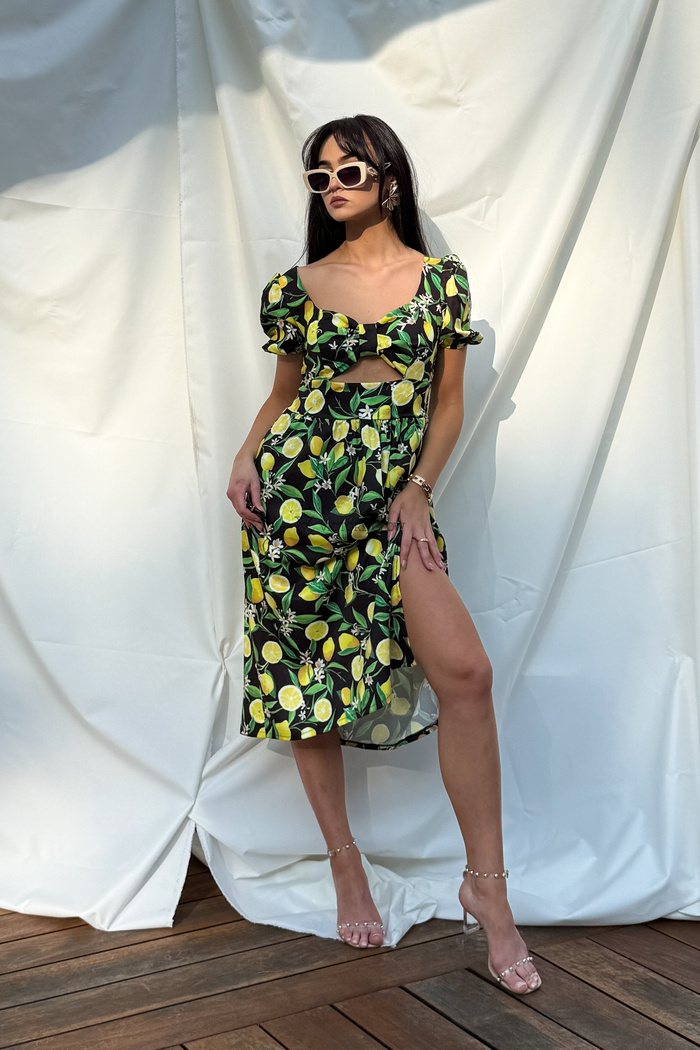 Sukienka zwiewna midi Lady Lemon czarna