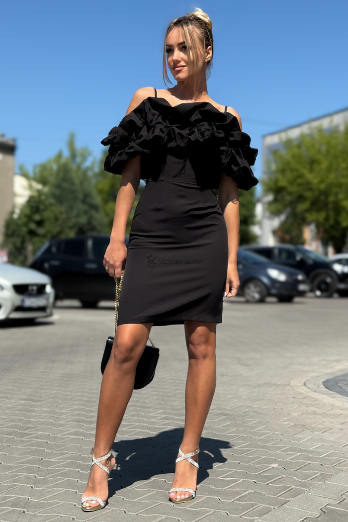 Sukienka koktajlowa Bella midi hiszpanka czarna