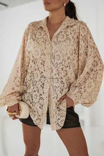 Koronkowa koszula oversize Diana beżowa