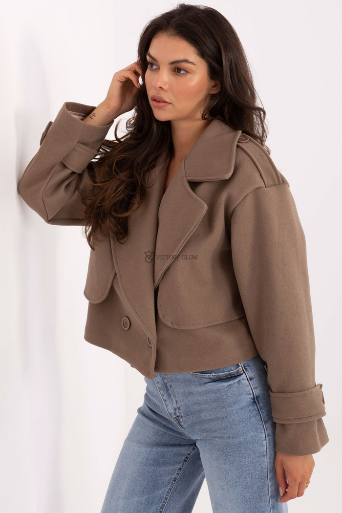 Krótki płaszcz z kołnierzem  Roma Latte