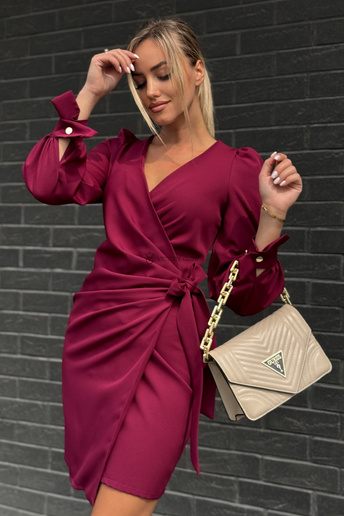 Elegancka sukienka kopertowa Melania bordo