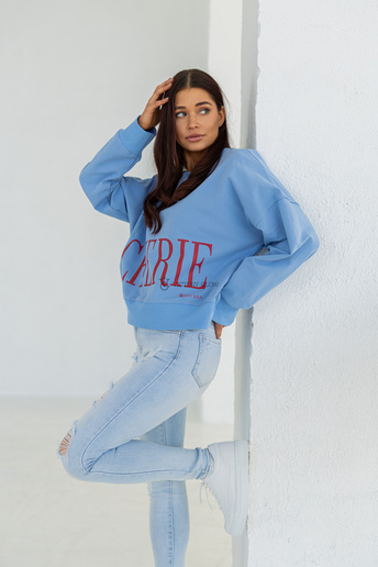 Bawełniana bluza oversize Cherie niebieska