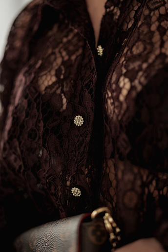 Koronkowa koszula oversize Diana czekoladowa