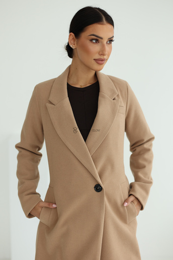 Elegancki płaszcz z paskiem Klara beżowy