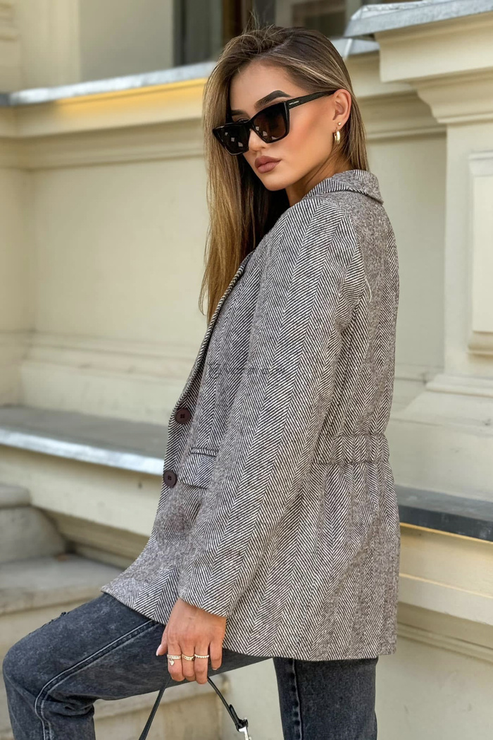 Marynarka w jodełkę Rich Mood  szara