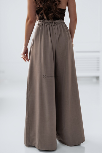 Szerokie spodnie z różą Mila latte