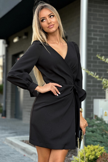 Elegancka sukienka kopertowa Melania czarna