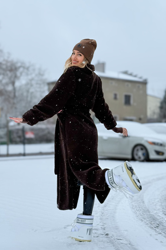 Długie futerko baranek Bear czekoladowe