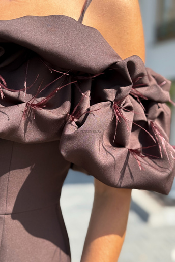 Suknia Bella maxi hiszpanka czekoladowa