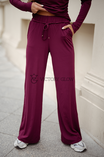 Komplet SHIRA bluzka z długim rękawem bordowy