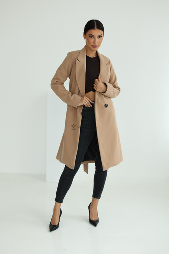 Elegancki płaszcz z paskiem Klara beżowy