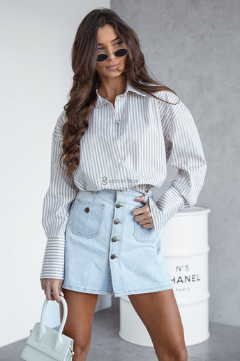 Koszula oversize w beżowe paski Margot
