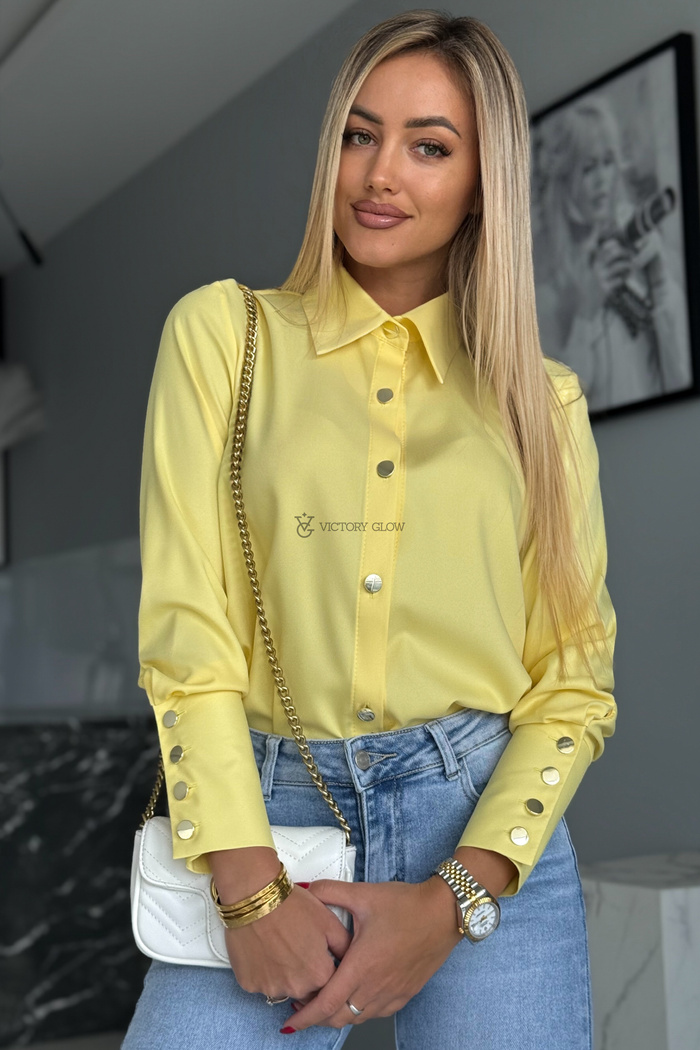 Elegancka koszula z wysokim mankietem Corrie żółta