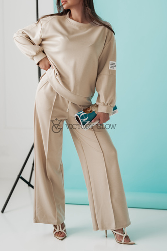 Komplet dresowy z wiskozy Ozzy beżowy