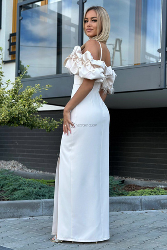 Suknia Bella maxi hiszpanka beżowa