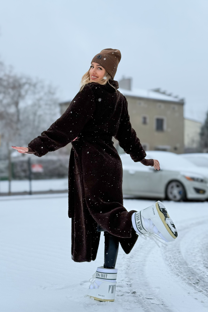 Długie futerko baranek Bear czekoladowe