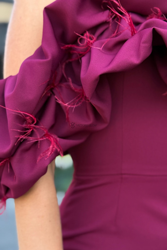 Sukienka koktajlowa Bella midi hiszpanka bordo