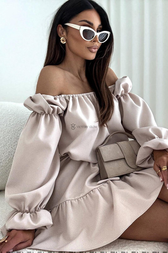 Sukienka Milli hiszpanka z falbaną beżowa