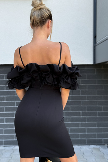 Sukienka koktajlowa Bella midi hiszpanka czarna