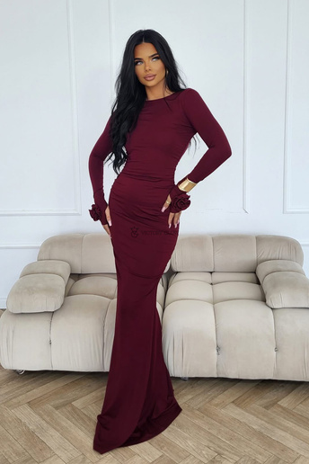 Dopasowana suknia maxi Melody śliwkowa