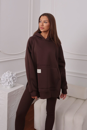Komplet bluza z kapturem i legginsy Soho czekolada