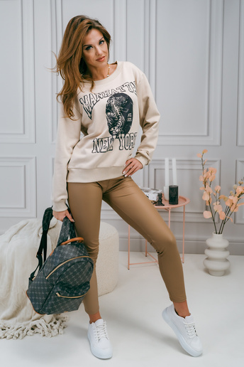 Bluza oversize z nadrukiem Giulia beżowa