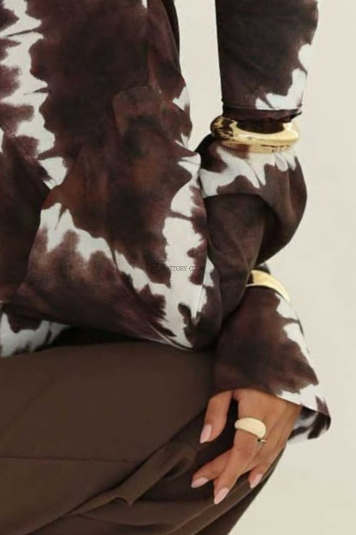 Koszula oversize wzór Pola czekoladowa